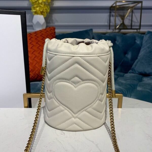 gg Marmont Mini Bucket Bag White Matelass¨¦ Chevron For Women 6in/13cm gg 575163 DTDRT 9022