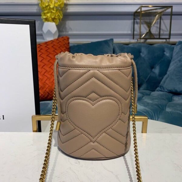 gg Marmont Mini Bucket Bag Beige Matelass¨¦ Chevron For Women 6in/13cm gg 575163