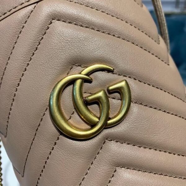 gg Marmont Mini Bucket Bag Beige Matelass¨¦ Chevron For Women 6in/13cm gg 575163