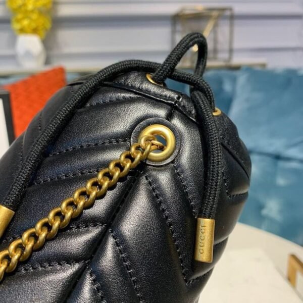 gg Marmont Mini Bucket Bag Black Matelass¨¦ Chevron For Women 6in/13cm gg 575163 575163 DTDRT 1000