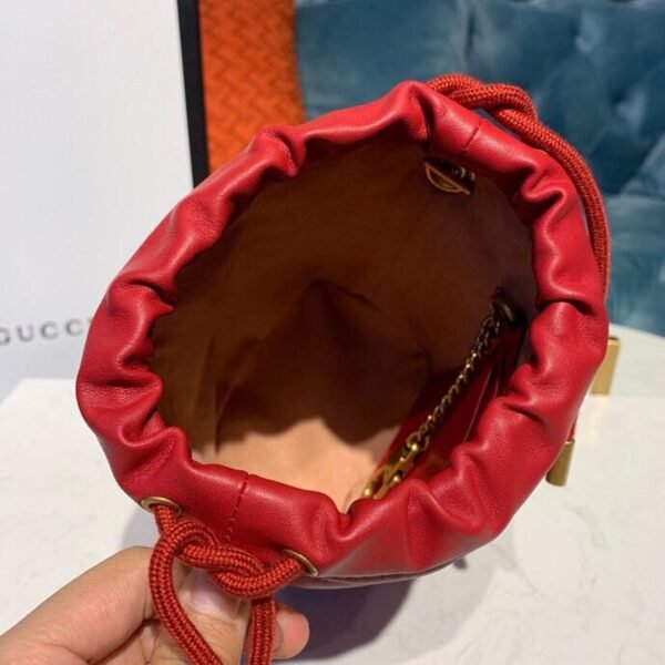 gg Marmont Mini Bucket Bag Hibiscus Red Matelass¨¦ Chevron For Women 6in/13cm gg 575163