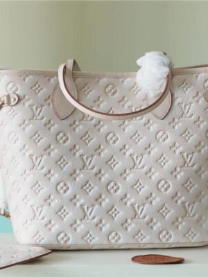 LV Neverfull MM Monogram Empreinte Pale Beige For Women,  Shoulder and Crossbody Bags 12.2in/31cm LV M46231