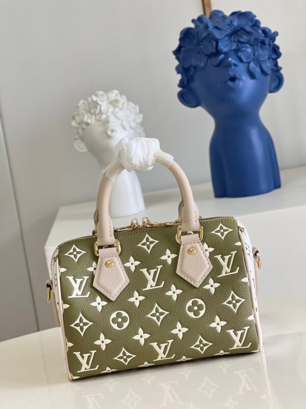 LV Speedy Bandouli¨¨re 20 Monogram Empreinte Khaki Green/Beige/Cream For Women, WoHandbags 8.1in/21cm LV M46118