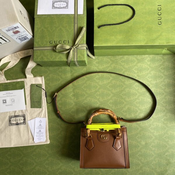 gg Diana Mini Tote Bag Brown For Women  8in/20cm gg 702732 U3ZDT 2185