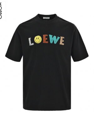 Loewe Black T-Shirt with Multicolored Logo
