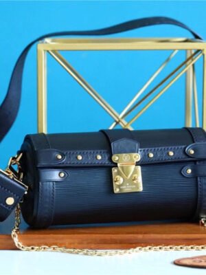 LV Papillon Trunk Epi Black For Women, Women¡¯s Bags, Shoulder And Crossbody Bags 7.5in/19cm LV M58655