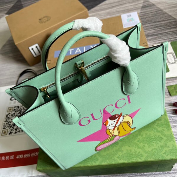 976374b7 gg Bananya Print Small Tote Green For Women, Women’s Bags 12.2in/31cm gg 659983 U22AG 3067