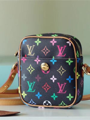 LV Rift Bag Monogram Multicolore Canvas Black For Women, Women¡¯s Handbags, Shoulder And crossbody Bags 5.7in/13.5cm LV