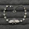 Double G Interlocking G Bee Crystals Bracelet
