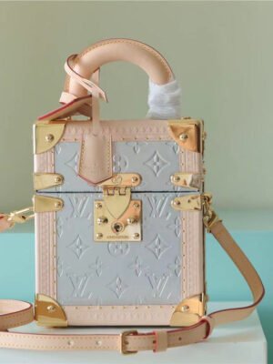 LV The Camera Box Monogram Empreinte By Nicolas Ghesquiere Light Blue/Light Pink For Women,  Shoulder And Crossbody Bags 6.3in/16cm LV