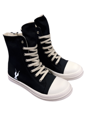 Rick Owens Black High-Top Canvas Sneakers