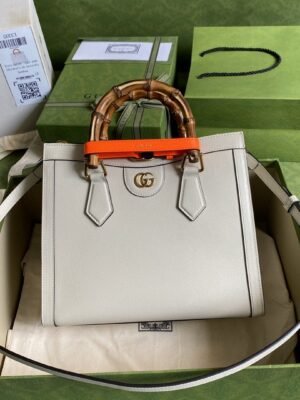gg Diana Small Tote Bag White For Women 11in/27cm gg 702721 U3ZDT 9196