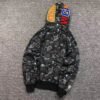 BAPE SPACE CAMO DOUBLE SHARK FULL ZIP HOODIE BLACK