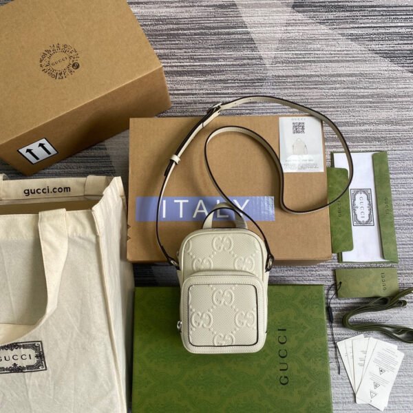 gg Embossed Mini Bag White gg Embossed For Men 6.7in/17cm gg?