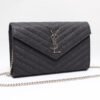 YSSL Cassandre Matelass¨¦ Chain Wallet In Grain De Poudre Embossed Black For Women 8.8in/23cm YSL 377828BOW021000