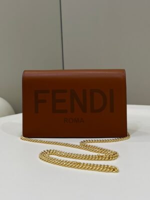 FI Wallet On Chain Mini Brown Bag For Woman 13.5cm/5.5in