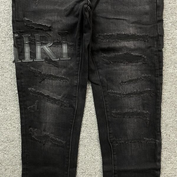 AMIRI CORE APPLIQUE BLACK LEATHER JEANS