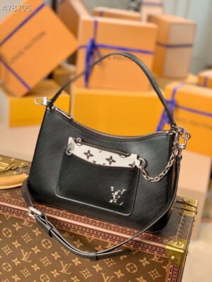 LV Marelle Tote MM Epi Black For Women, Women¡¯s Handbags, Shoulder And Crossbody Bags 11.8in/30cm LV M59954
