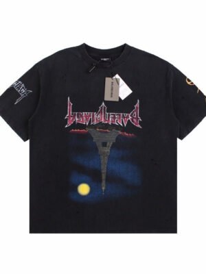 BALENCIAGA DEVIL'S EIFFEL TOWER GRAPHIC T-SHIRT BLACK