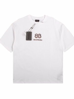 BALENCIAGA DOUBLE B LOGO T-SHIRT WHITE