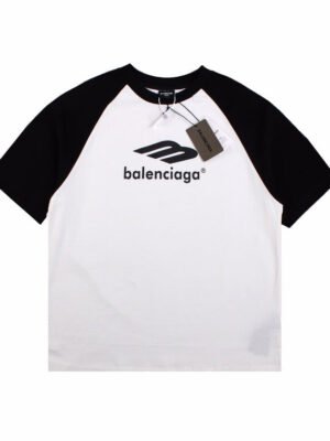 BALENCIAGA LOGO PRINT T-SHIRT BLACK WHITE