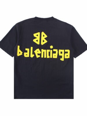 BALENCIAGA LOGO T-SHIRT BLACK YELLOW