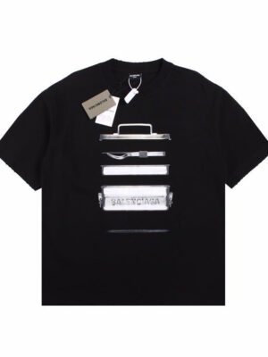 BALENCIAGA METALLIC DESIGN T-SHIRT BLACK