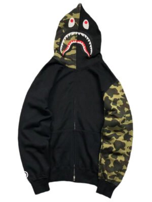 BAPE GREEN CAMO FULL ZIP HOODIE BLACK
