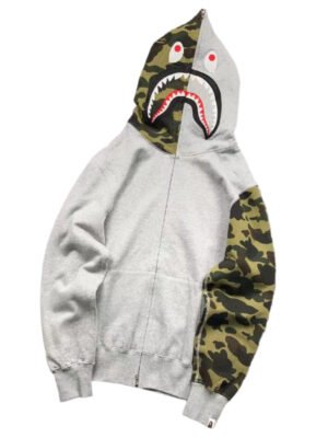 BAPE GREEN CAMO FULL ZIP HOODIE GREY