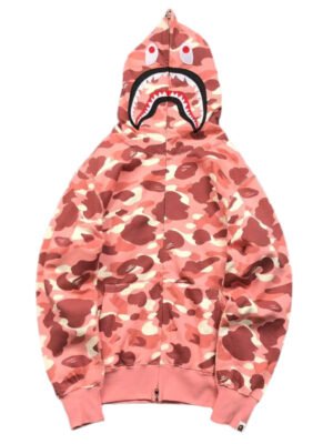 BAPE x BARBIE DOT CAMO SHARK FULL ZIP HOODIE PINK