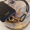 Alligator Print Celine iPhone Case With Card Holder And Strap Blcak -EYP241415