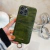 Alligator Print Celine iPhone Case With Card Holder And Strap Green -EYP241415