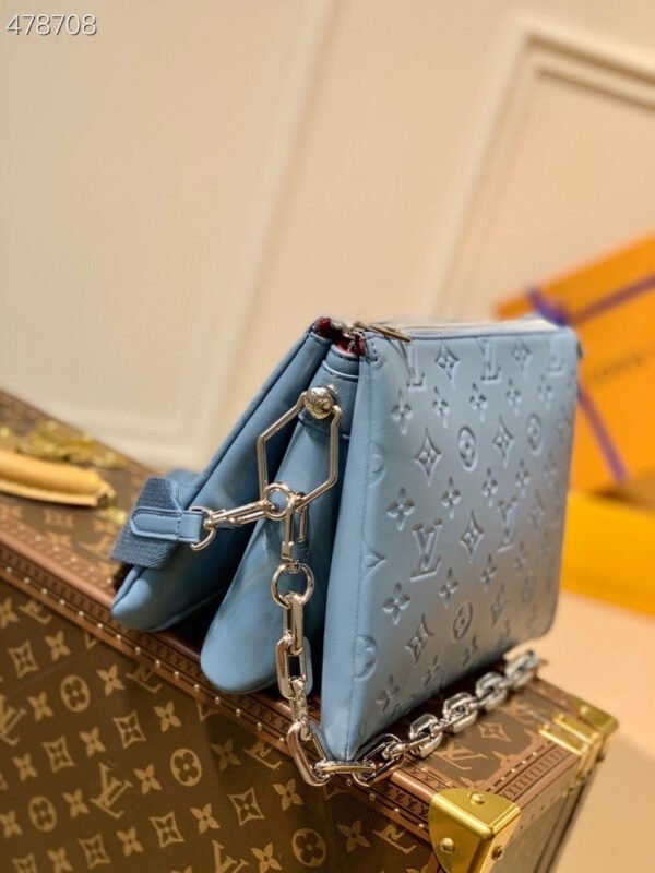 LV Coussin PM Monogram Embossed Puffy Light Blue For Women, Women¡¯s Handbags, Shoulder And Crossbody Bags 10.2in/26cm LV