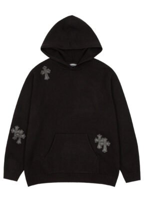CHROME HEARTS BLACK CROSS PATCH HOODIE BLACK