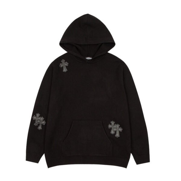 CHROME HEARTS BLACK CROSS PATCH HOODIE BLACK