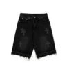 CHROME HEARTS BLACK CROSS PATCH JORTS BLACK