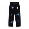 CHROME HEARTS BLUE CROSS PATCH JEANS BLACK