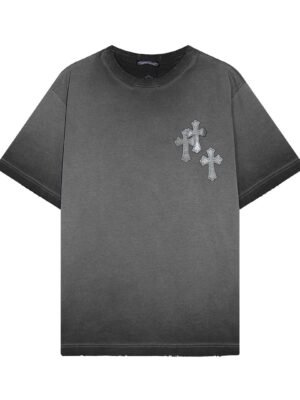 CHROME HEARTS CROSS PATCH T-SHIRT WASHED GREY