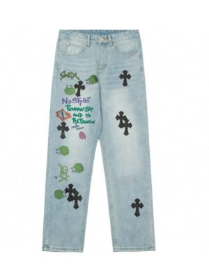 CHROME HEARTS SEX EMBROIDERED JEANS BLUE