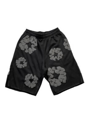 DENIM TEARS COTTON WREATH SHORTS MONOCHROME BLACK