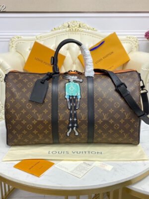 LV X Virgil Abloh Keepall Bandouliere 50 Monogram Canvas For Men, Bags 19.7in/50cm LV M45616