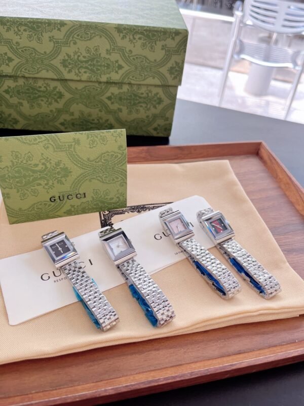 GUCCI G FRAME BRACELET WATCH SQUARE SHAPE SILVER IN WHITE 20MM YA128401