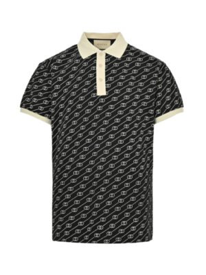 GUCCI GG PATTERN POLO SHIRT BLACK