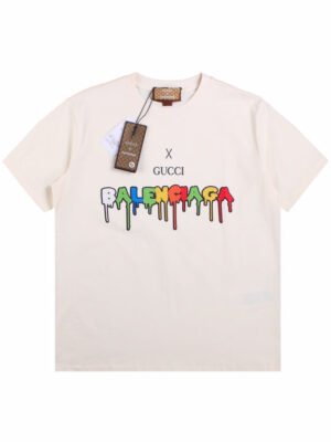 GUCCI x BALENCIAGA DRIP LOGO T-SHIRT CREAM