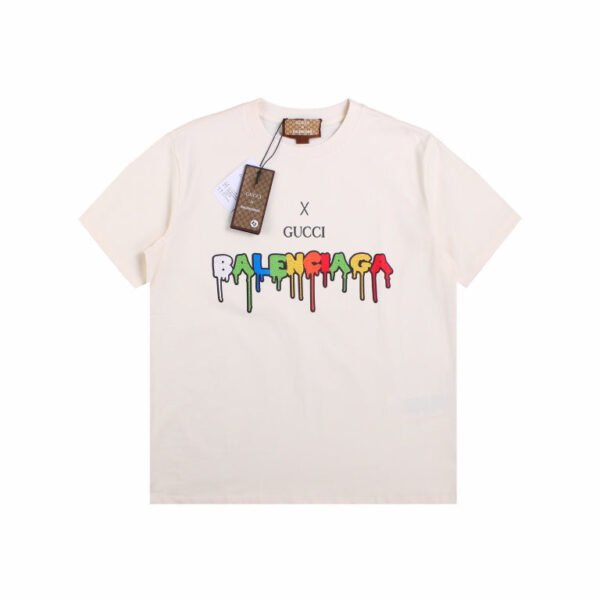 GUCCI x BALENCIAGA DRIP LOGO T-SHIRT CREAM