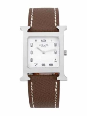 HERMES H HOUR WATCH BROWN STRAP 21MM