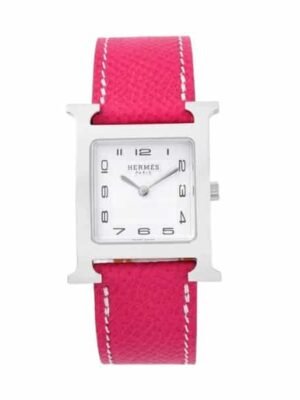 HERMES H HOUR WATCH PINK STRAP 21MM 038276WW00
