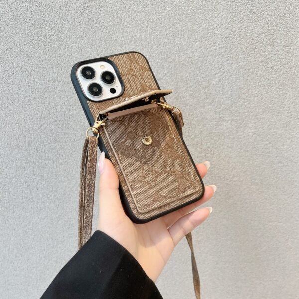 Coach iPhone Case With Card Holder And Strap Light Brown -SJ240513