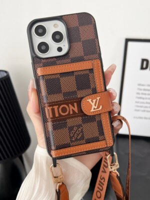Lou Card Bag Chain Classic Brown iPhone Case