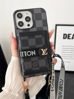 Lou Card Bag Chain Black & White iPhone Case